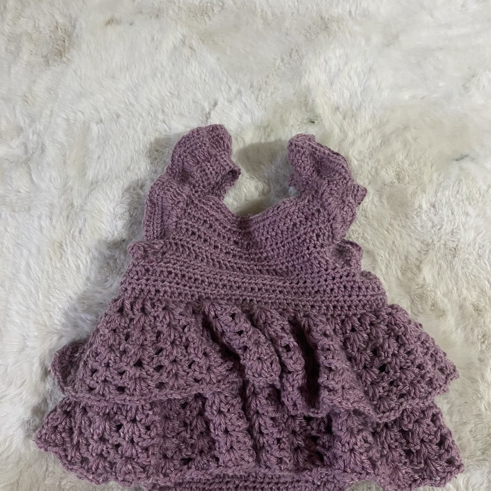 Adorable Handcrafted Baby Dress in Purple